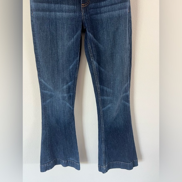 Kimes Ranch Jennifer Dark Wash High Rise Flare Leg With Trouser Hem Jeans - Picture 6 of 11